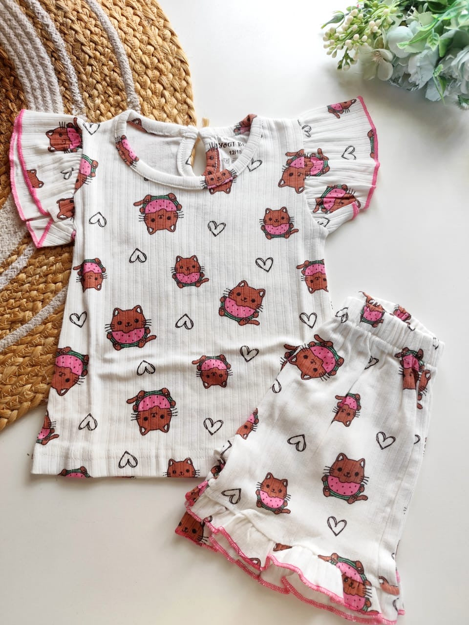 Girls Ribbed Co Ord Set - Kitty