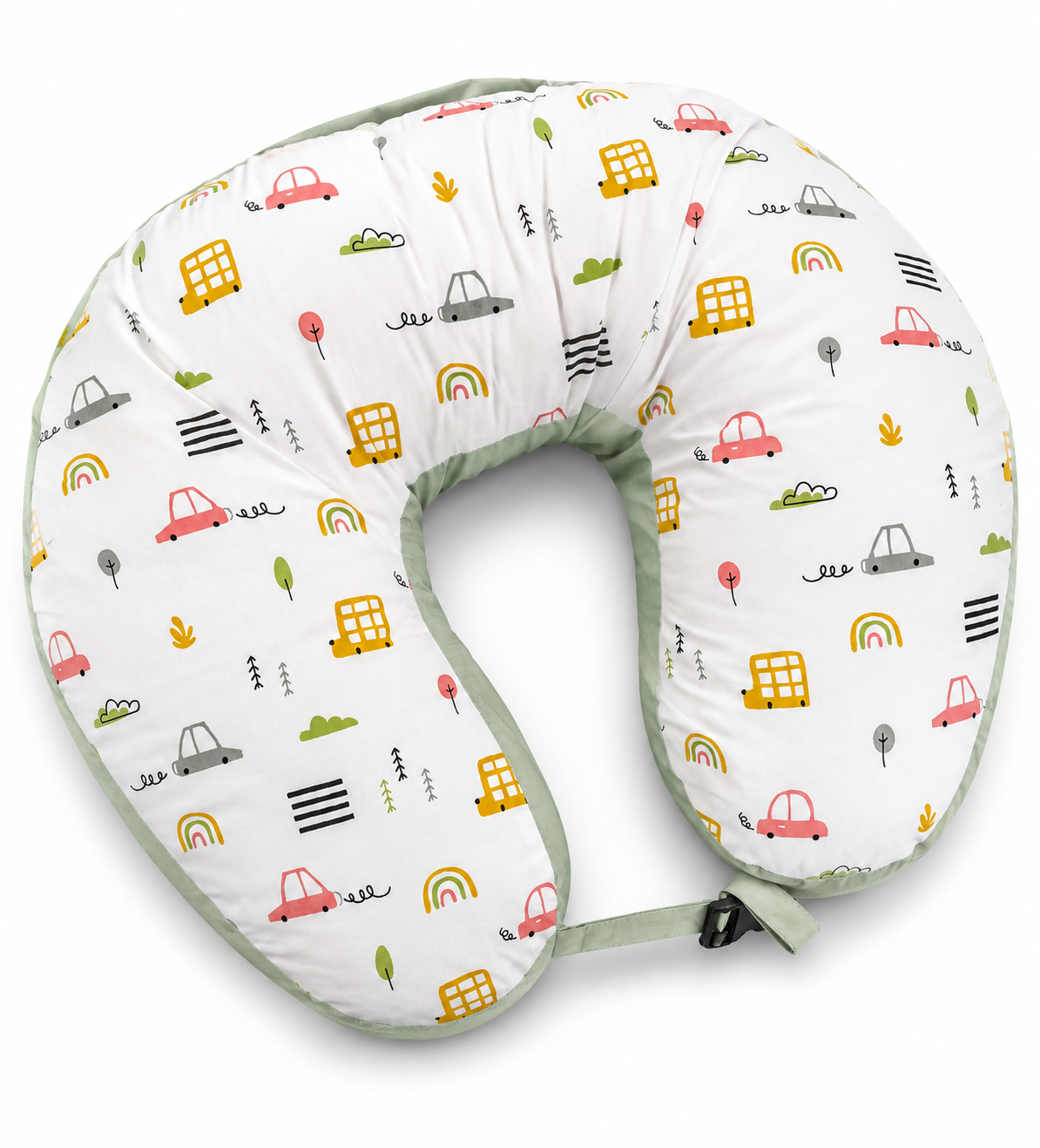 Organic Cotton Feeding Pillow - Vehicles Green
