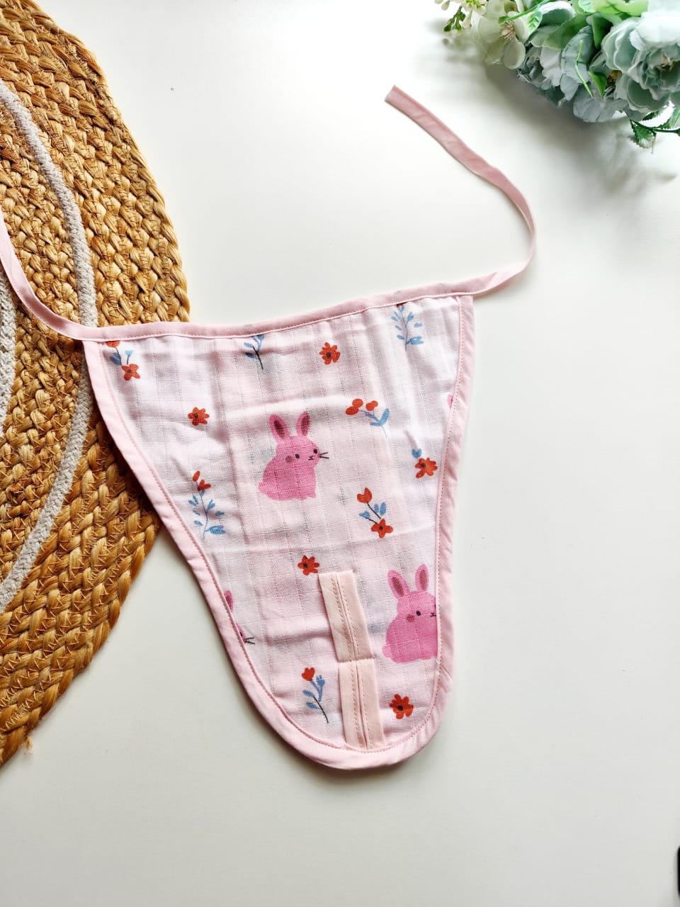 Coloured Muslin 5 layered Nappy - Bunny Garden