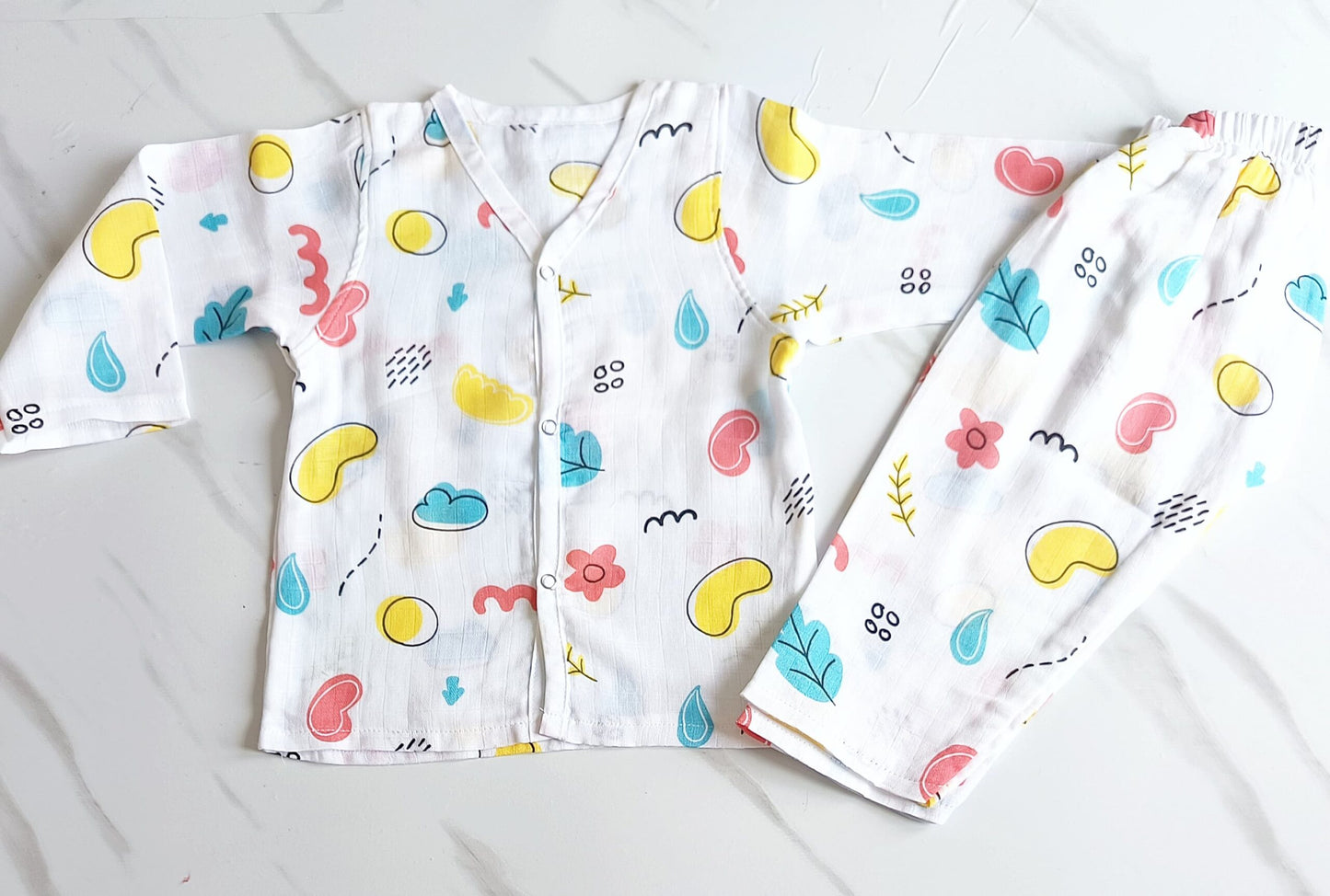 Muslin Night Suit - Beans Print - 9 - 12 M image