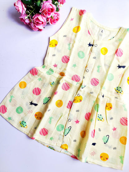 Colored Muslin Hip Cut Frocks image 2