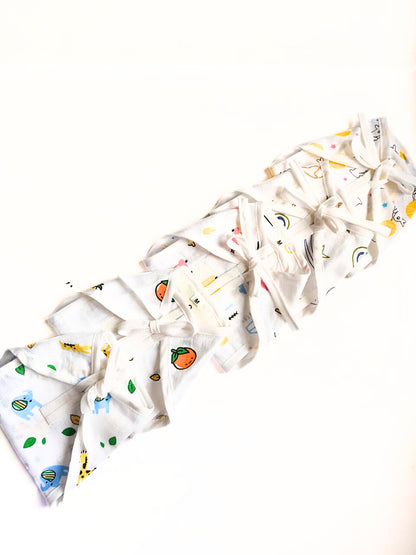 Pack of 5 Two Layered Muslin Nappies (Affordable Range) - Random Prints (0 - 3 Months) image 2