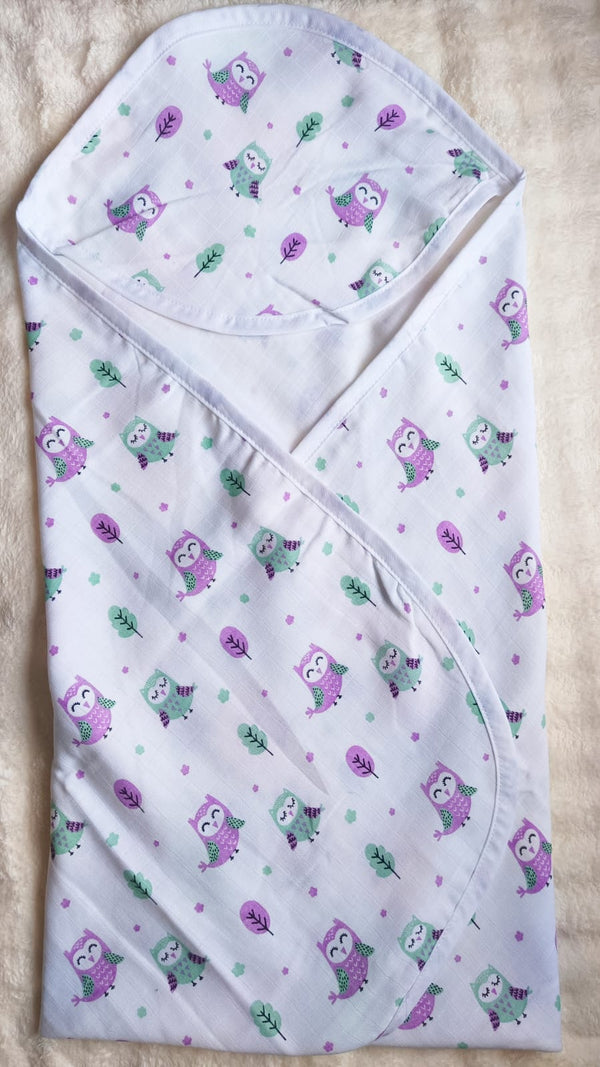 Muslin Hooded Towel - Owl Print