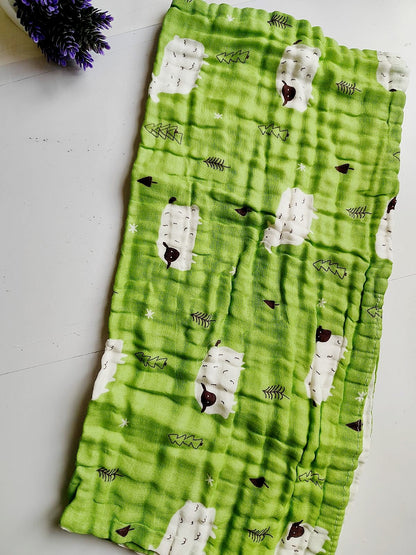 Muslin Colored Crinkled Bath Towel - Green Shade (50*100 cm) image 0