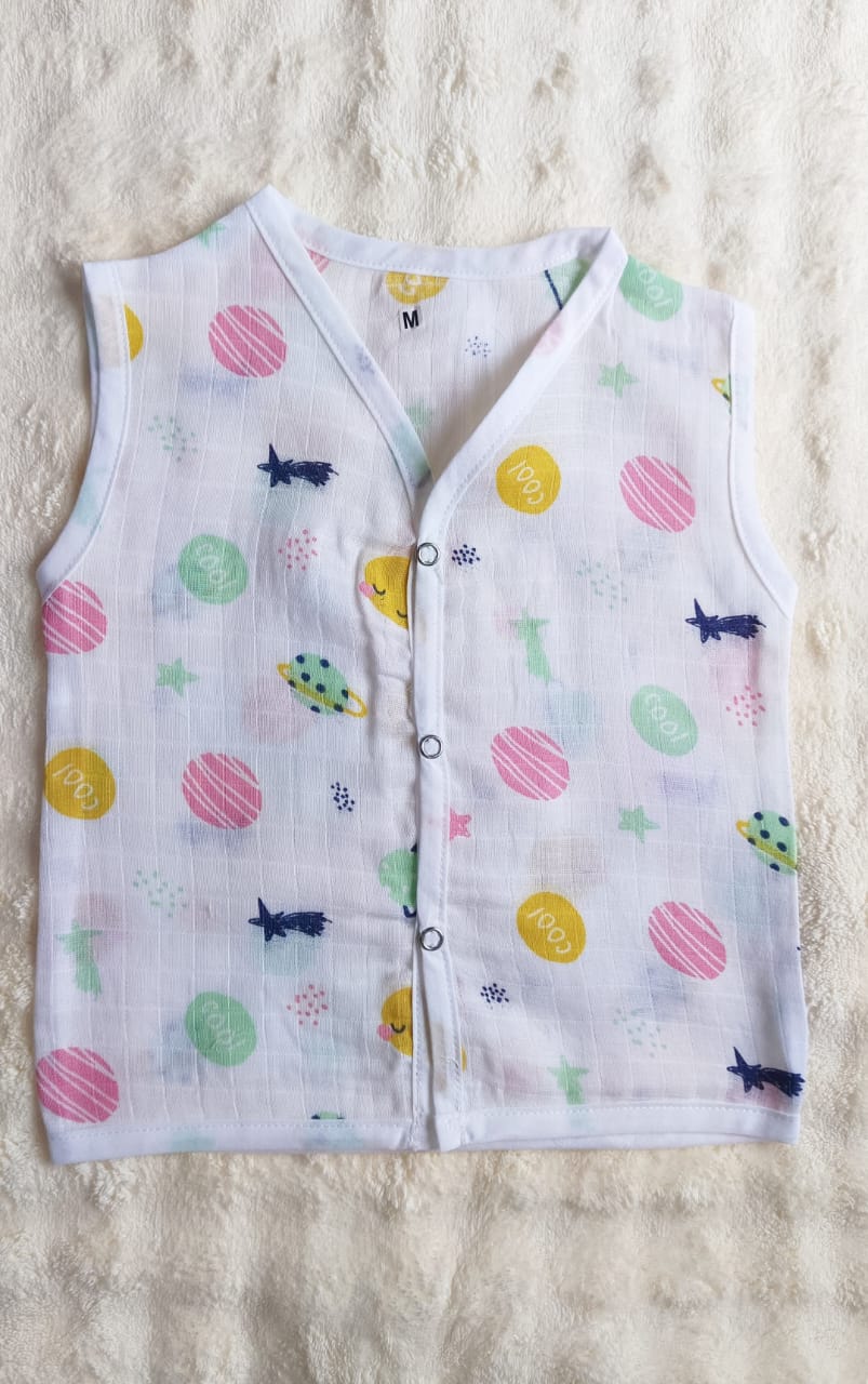 White Printed Muslin Jablas (6 - 12 Months) - 5 image