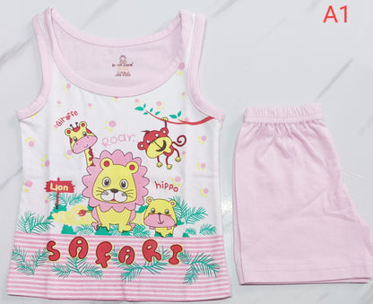 Cotton Jabla with Trouser Set - Animals Print - Pink, 12 - 18 M image