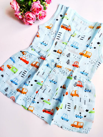 Colored Muslin Hip Cut Frocks image 1