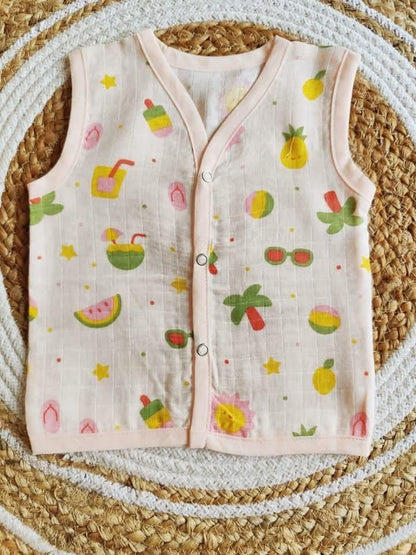Muslin Colored Jablas - Peach Printed