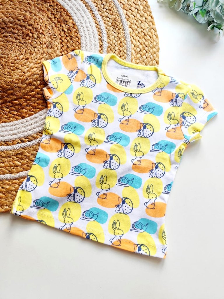 Kids Cotton tops - Cartoon Animal & Dot Print
