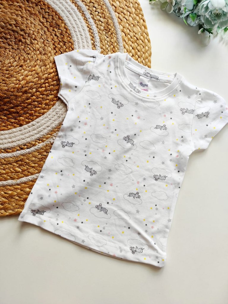Kids Cotton tops - White Sleeping Koala Print