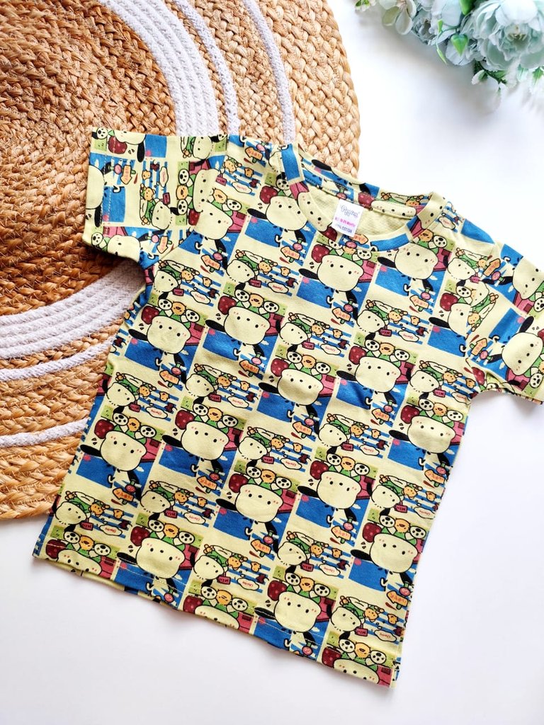 Kids Cotton tops - Cartoon Character Blocks Print