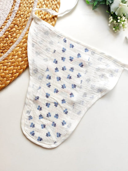Muslin 3 Layered Nappies - Blue Floral Print