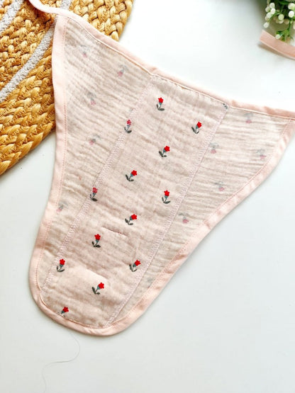 Muslin 3 Layered Nappies - Blush Pink Cherry Print