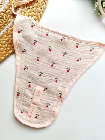Muslin 3 Layered Nappies - Blush Pink Cherry Print