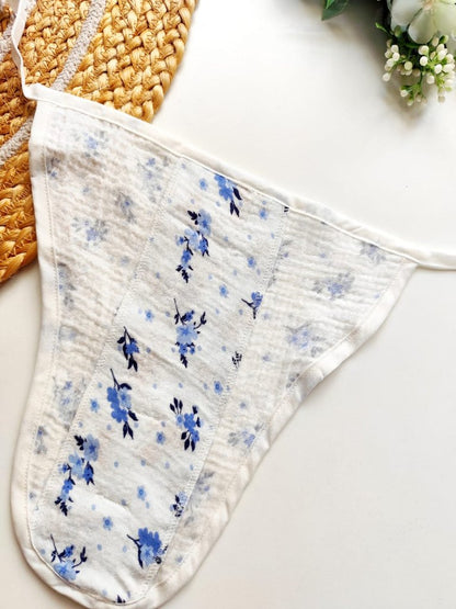 Muslin 3 Layered Nappies - Blue Floral Print