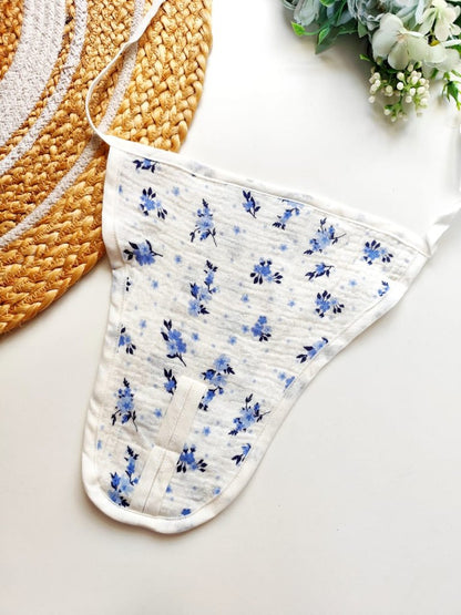 Muslin 3 Layered Nappies - Blue Floral Print