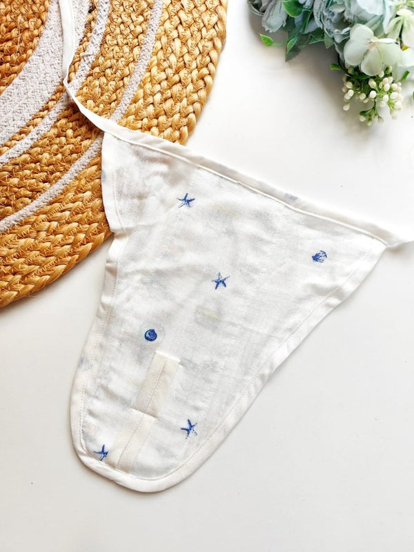 Muslin 3 Layered Nappies - White Ocean Print