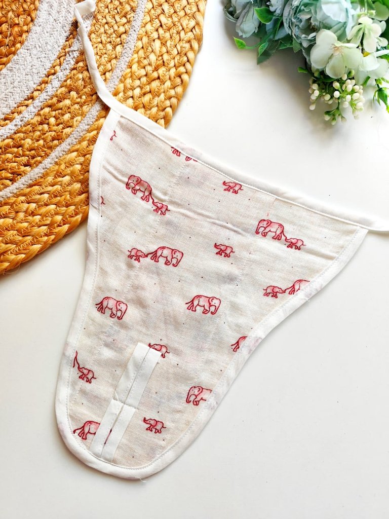 Muslin 3 Layered Nappies - Red Elephant Print