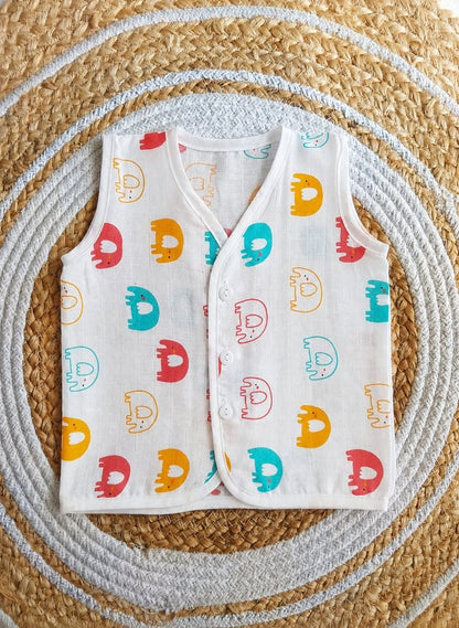 Muslin Jabla - Colorful Elephant Print