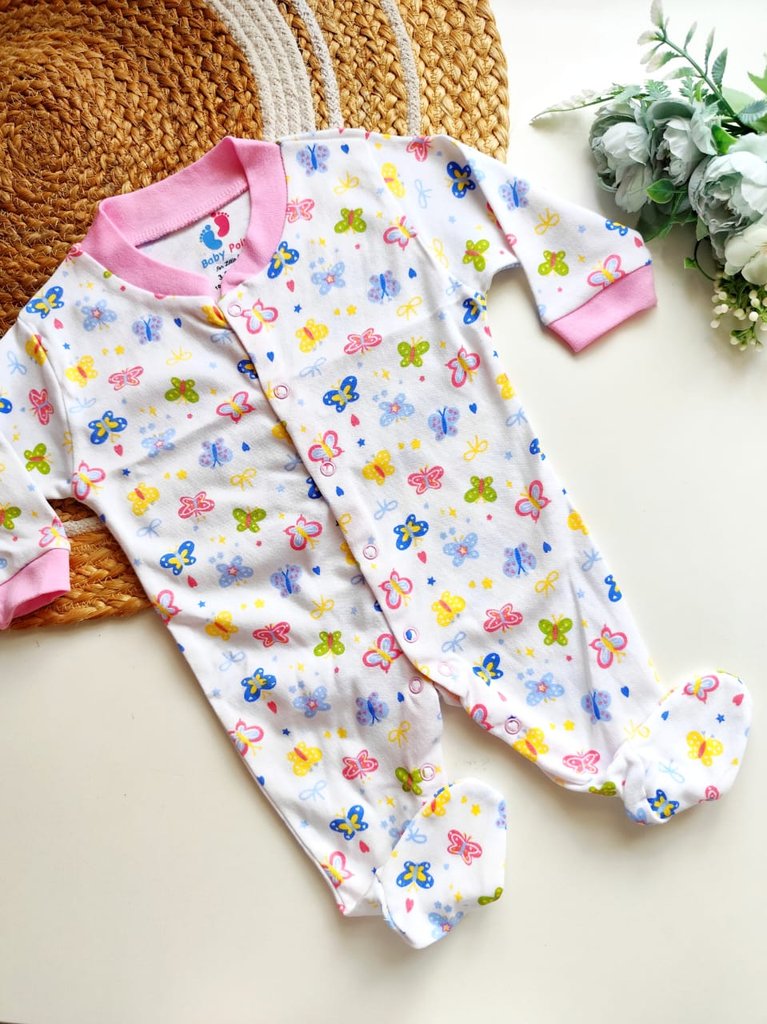 Jumpsuit - White Butterfly Print