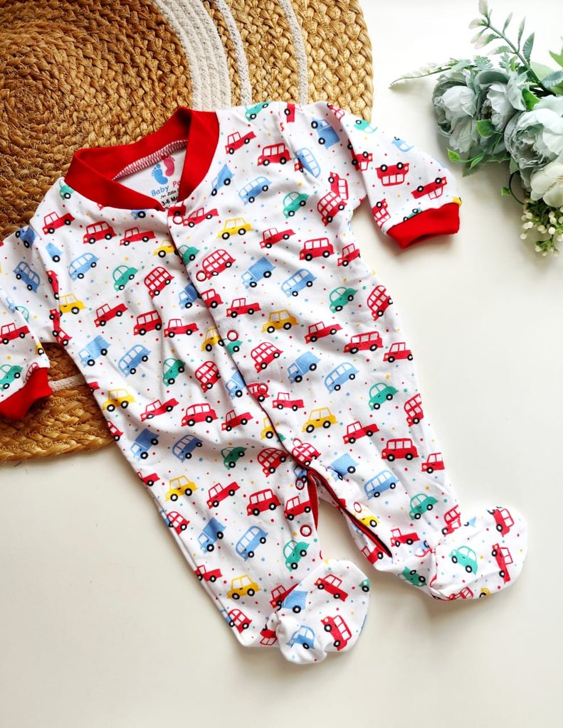 Jumpsuit - White Multi-Color Car Print