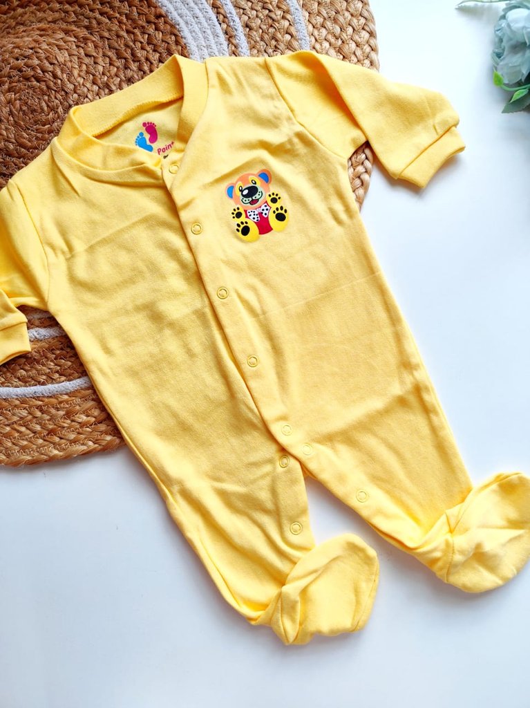 Jumpsuit - Yellow Bear Appliqué