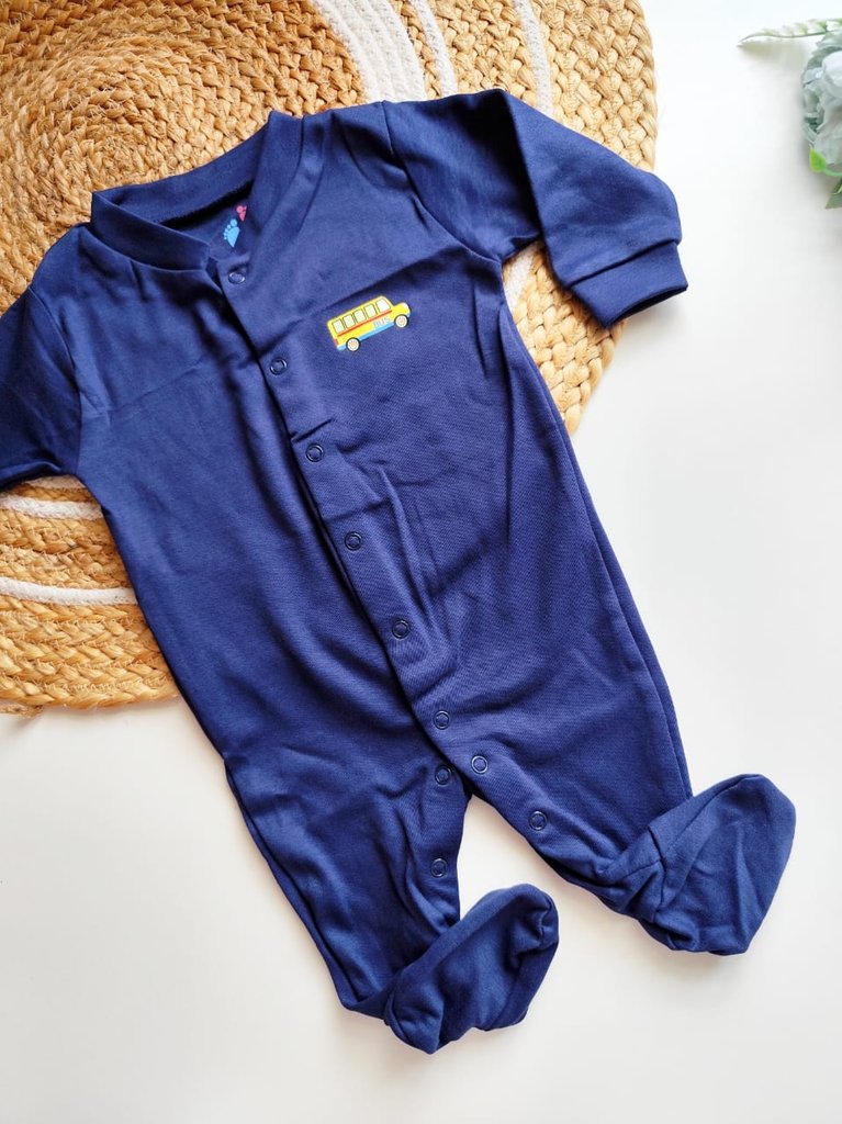 Jumpsuit - Navy Blue School Bus Print