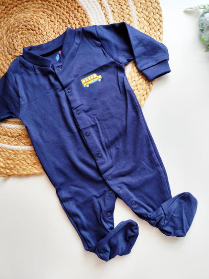 Jumpsuit - Navy Blue School Bus Print