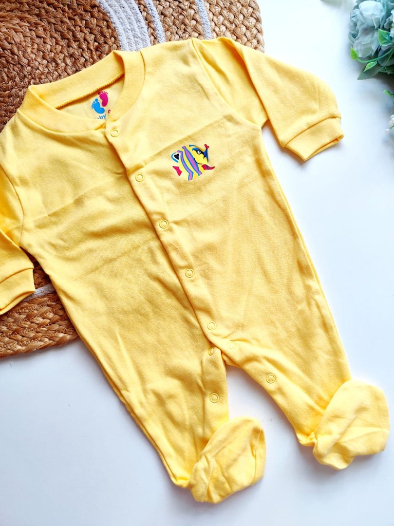 Jumpsuit - Yellow with Fish Print