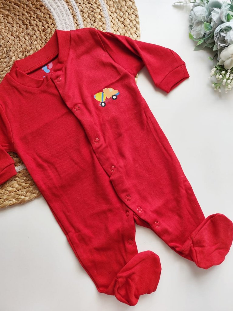 Jumpsuit - Red with Construction Truck Print
