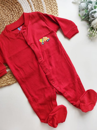 Jumpsuit - Red with Construction Truck Print