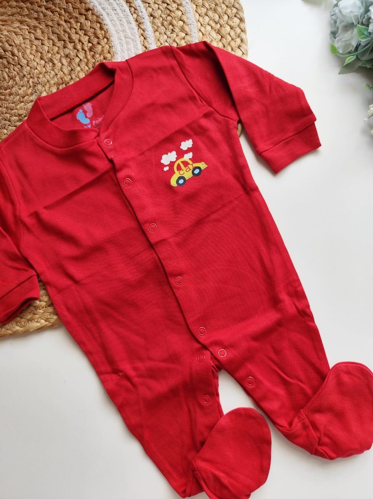 Jumpsuit - Red with Car Print