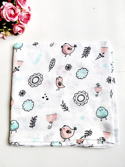 Muslin Swaddle - Bird Print image 1