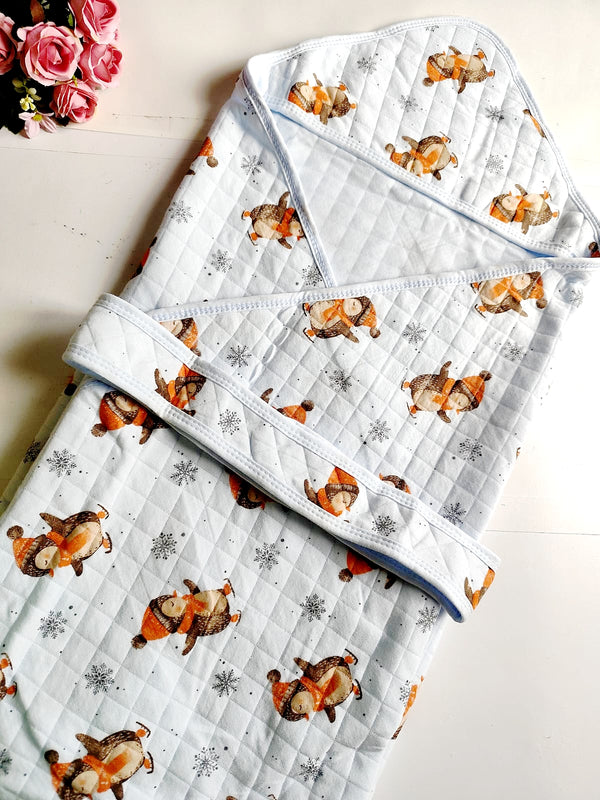 Muslin Blanket/Hooded Wrapper - Penguin Print