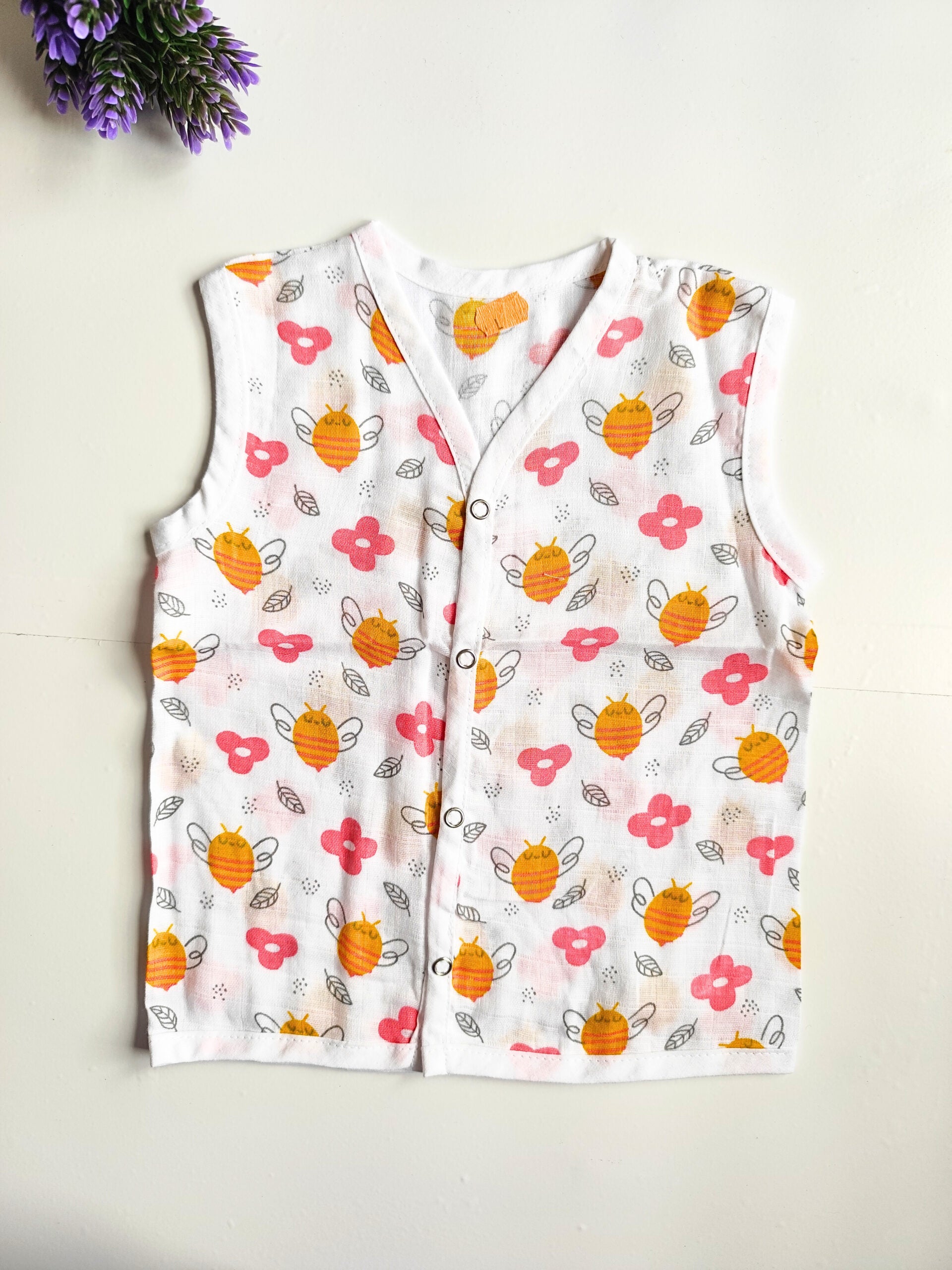 Muslin White Printed Jablas (6 - 9 Months) image 1