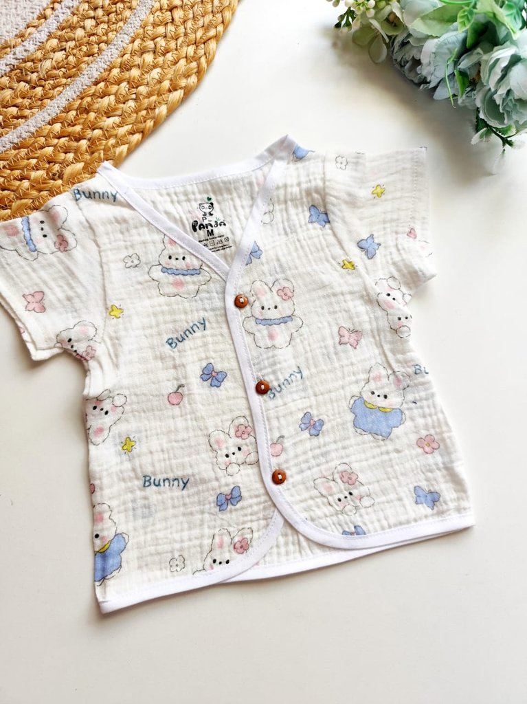 Crinkled Muslin Jablas - Cute Bunny Print