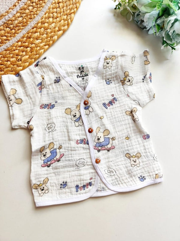 Crinkled Muslin Jablas - Cute Puppy Print