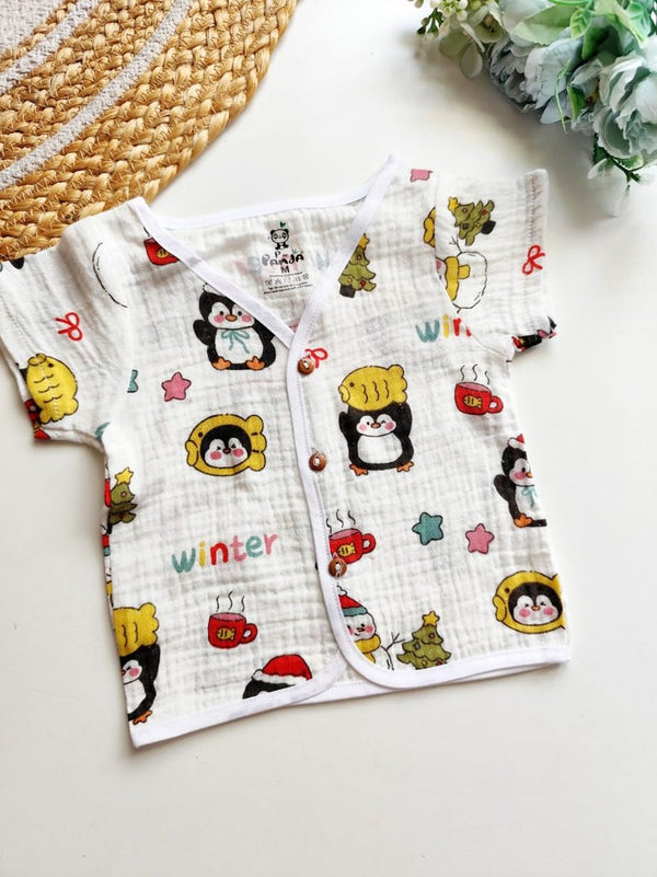 Crinkled Muslin Jablas - Winter Penguin