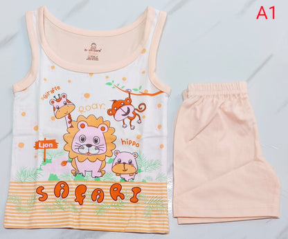 Cotton Jabla with Trouser Set - Animals Print - Orange, 12 - 18 M image