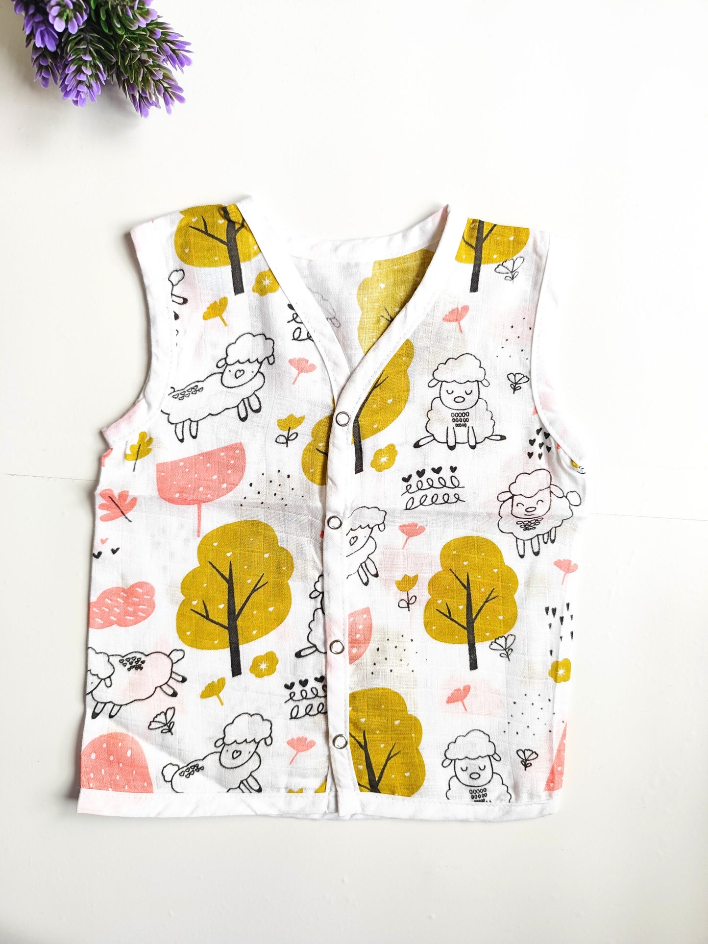 Muslin White Printed Jablas (6 - 9 Months) image 5