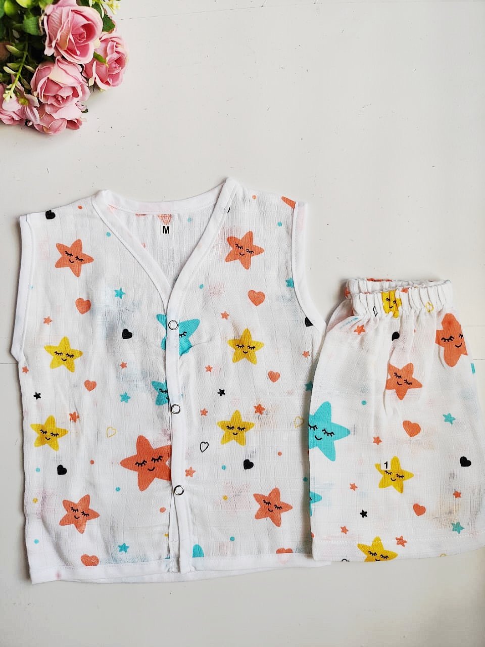 Muslin White Co-Ord Sets - Star Print image 0