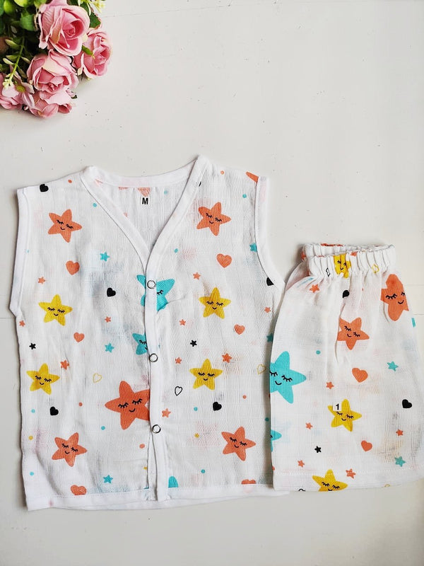 Muslin White Co-Ord Sets - Star Print