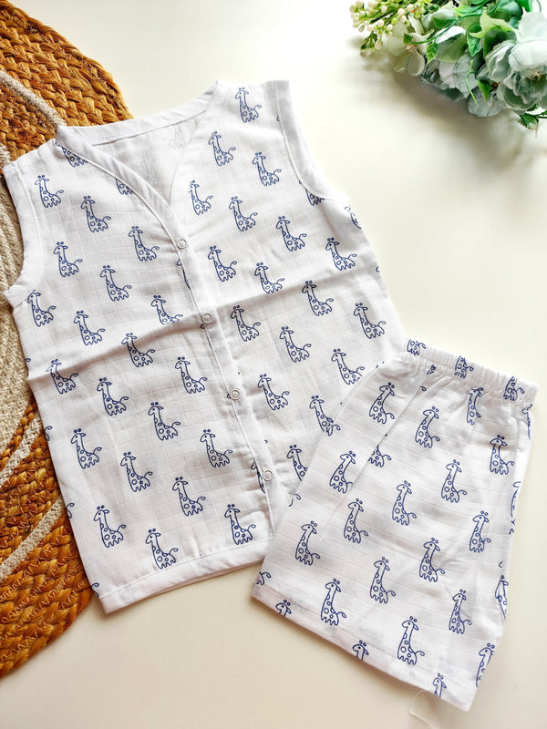 Muslin Sleeveless Co Ord - Giraffes