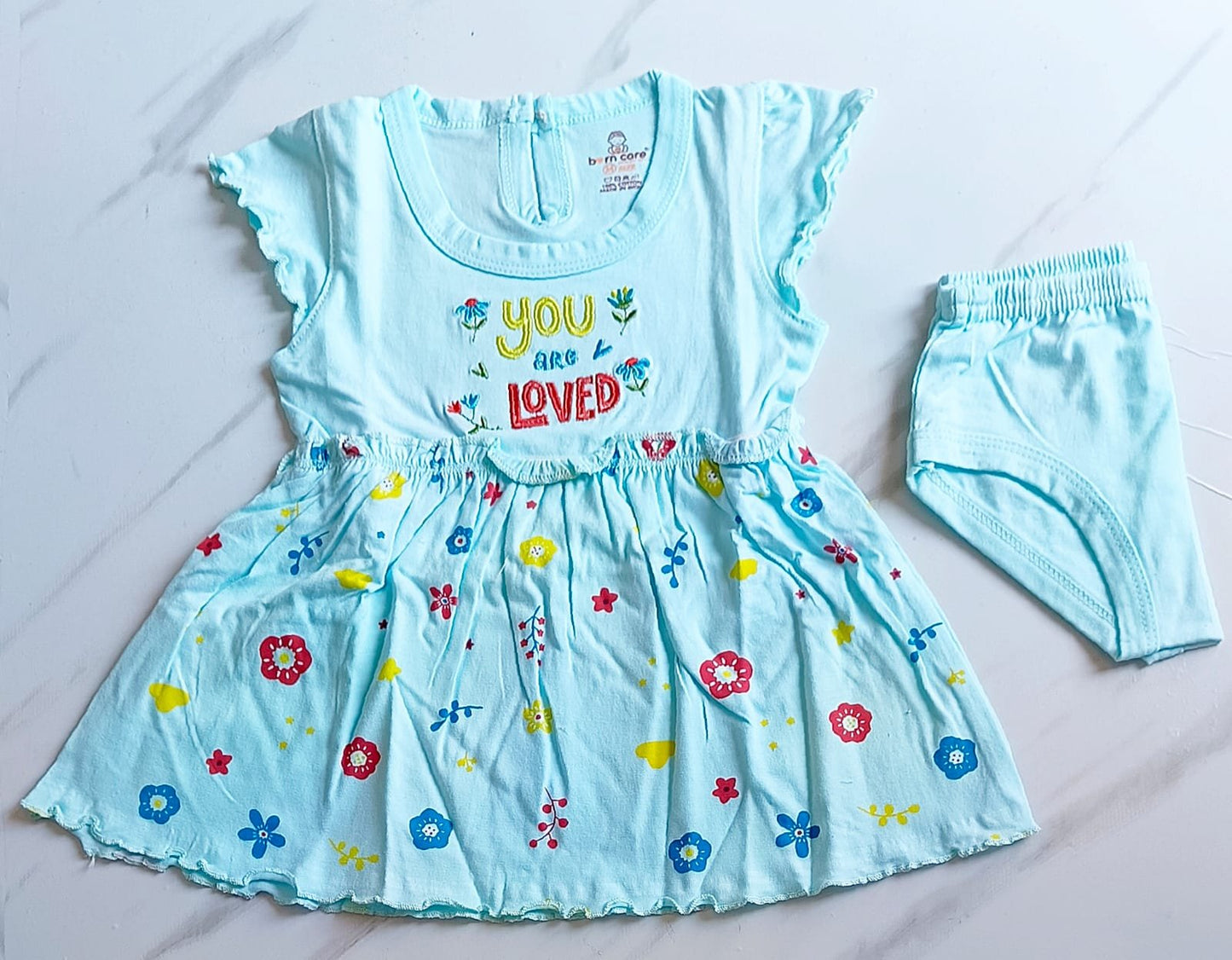 Floral Cotton Cap Sleeve Frock image 4