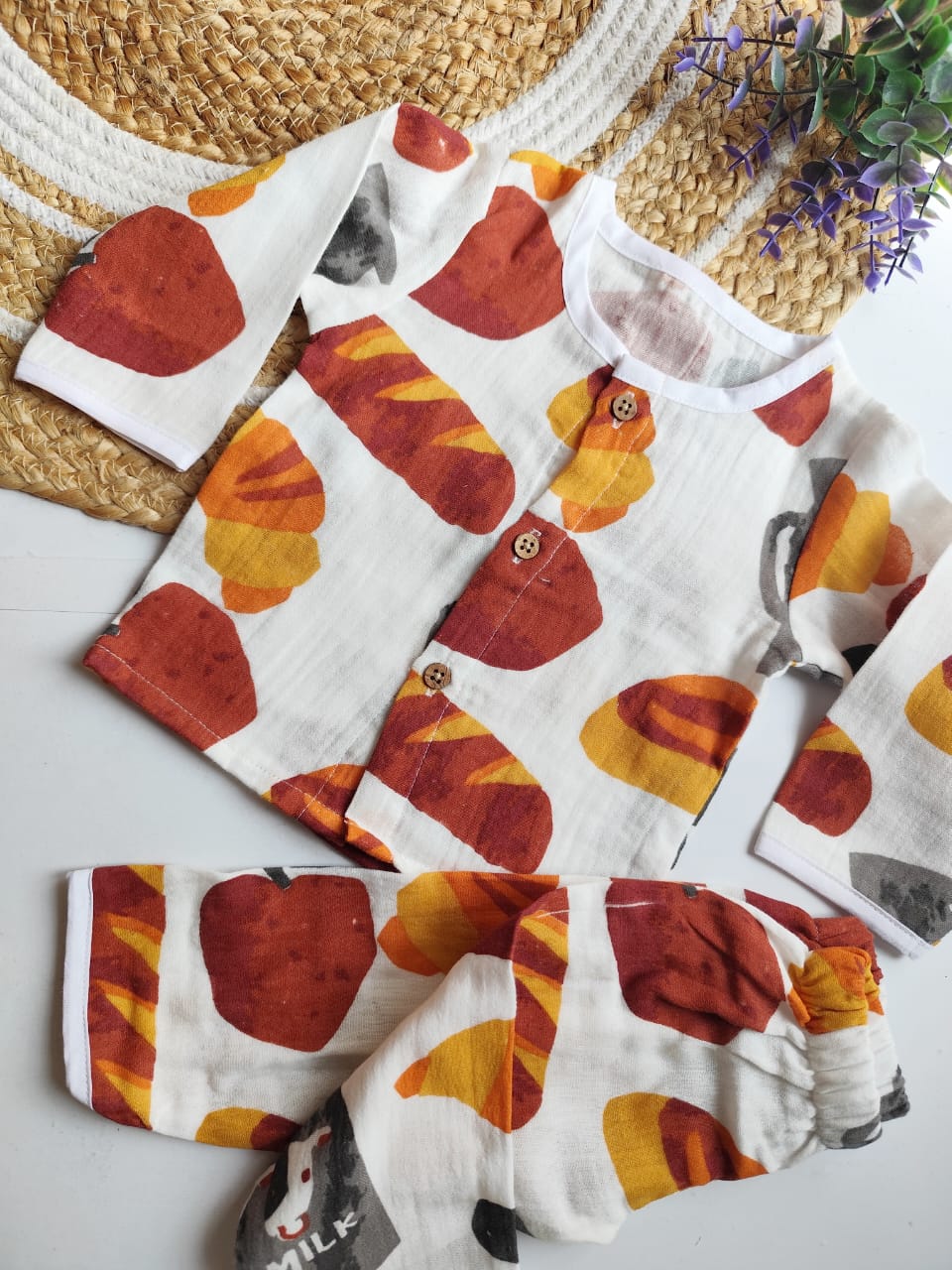 Muslin Premium Night Suits - Breads Print (BUY 2 GET 1 FREE) image 0