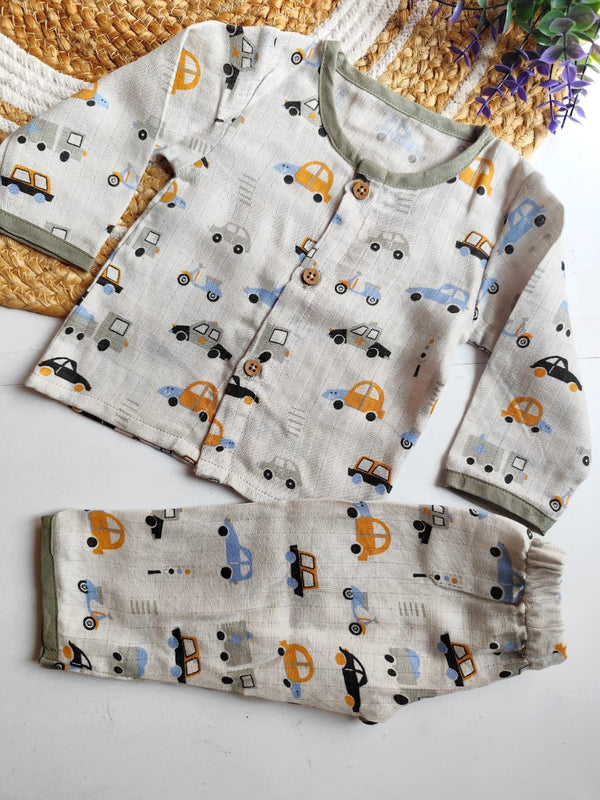 Muslin Premium Night Suits - Cars Print