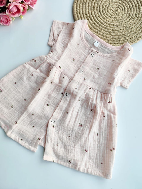 Muslin Frock - Pale Pink Floral