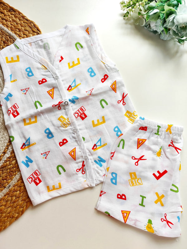 Muslin Sleeveless Co Ord - ABC Learning Fun