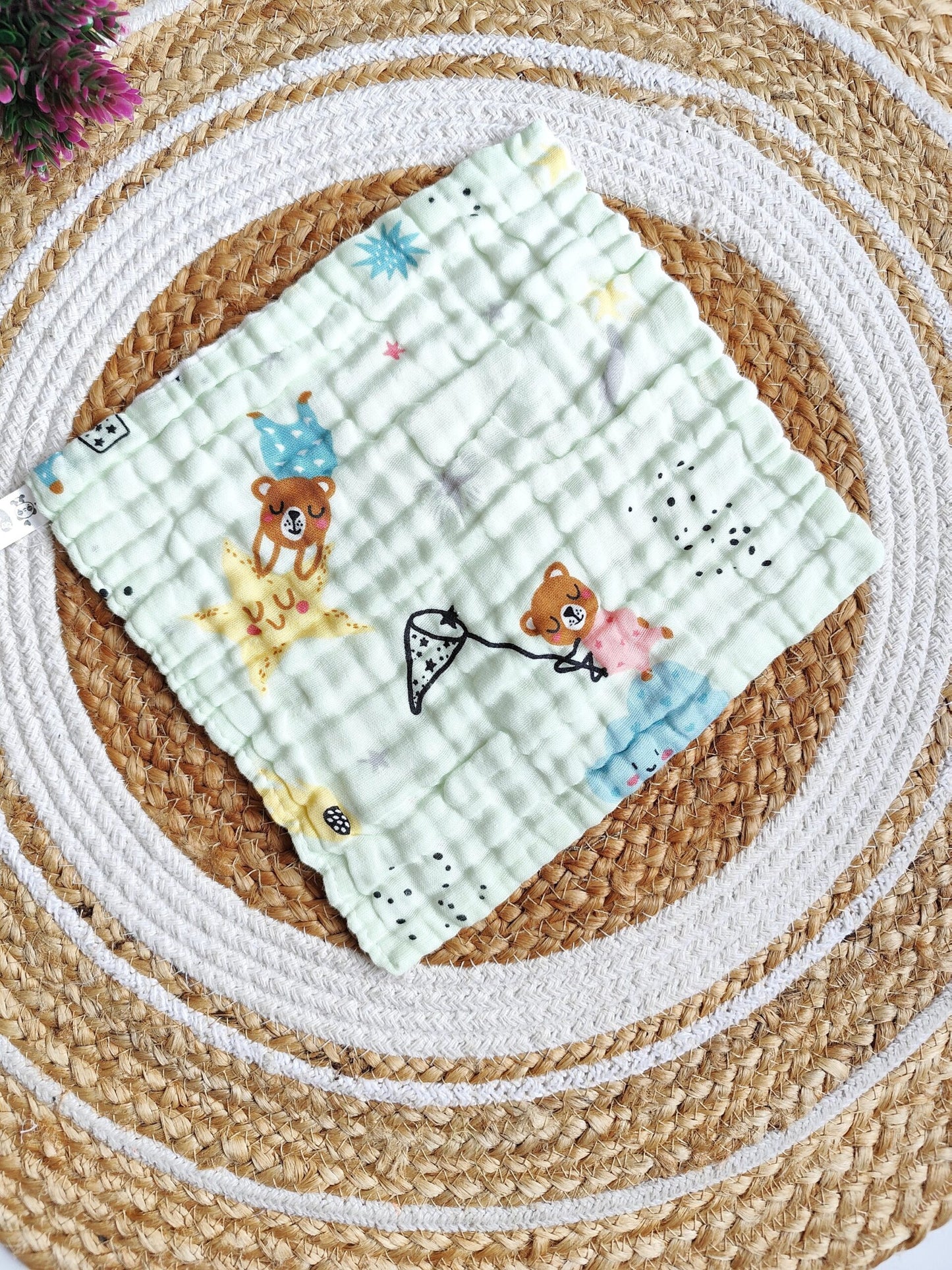 Muslin Colored Wipes - Crinkled 6 Layered - Green image