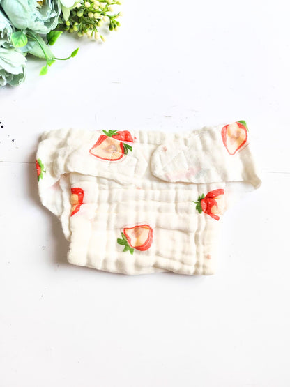 White Muslin Crinkled Nappy - 6 Layered - Single Piece (Random Print) image 0